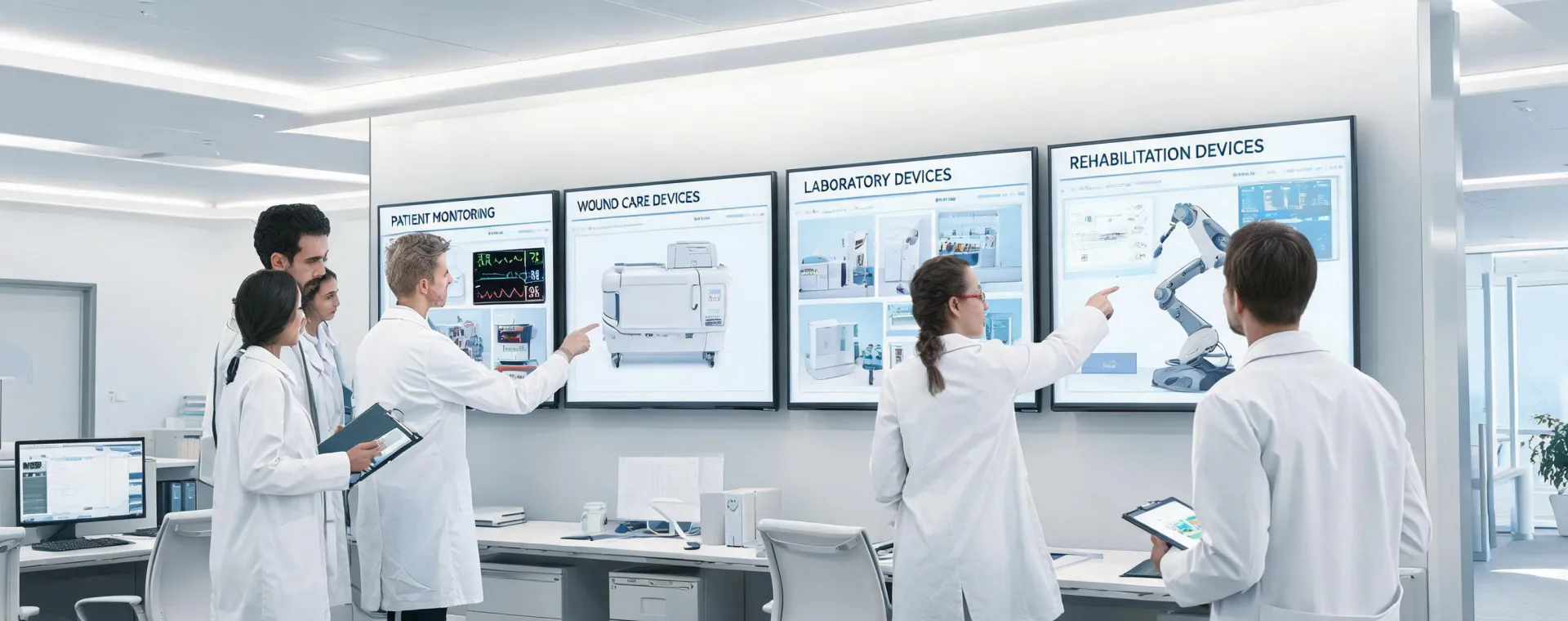Hospital care team reviewing connected device fleet